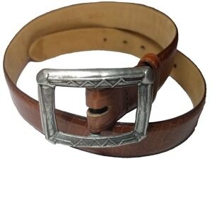 Cipriani Collection Italian Alligator Brown Belt Medium Square Buckle